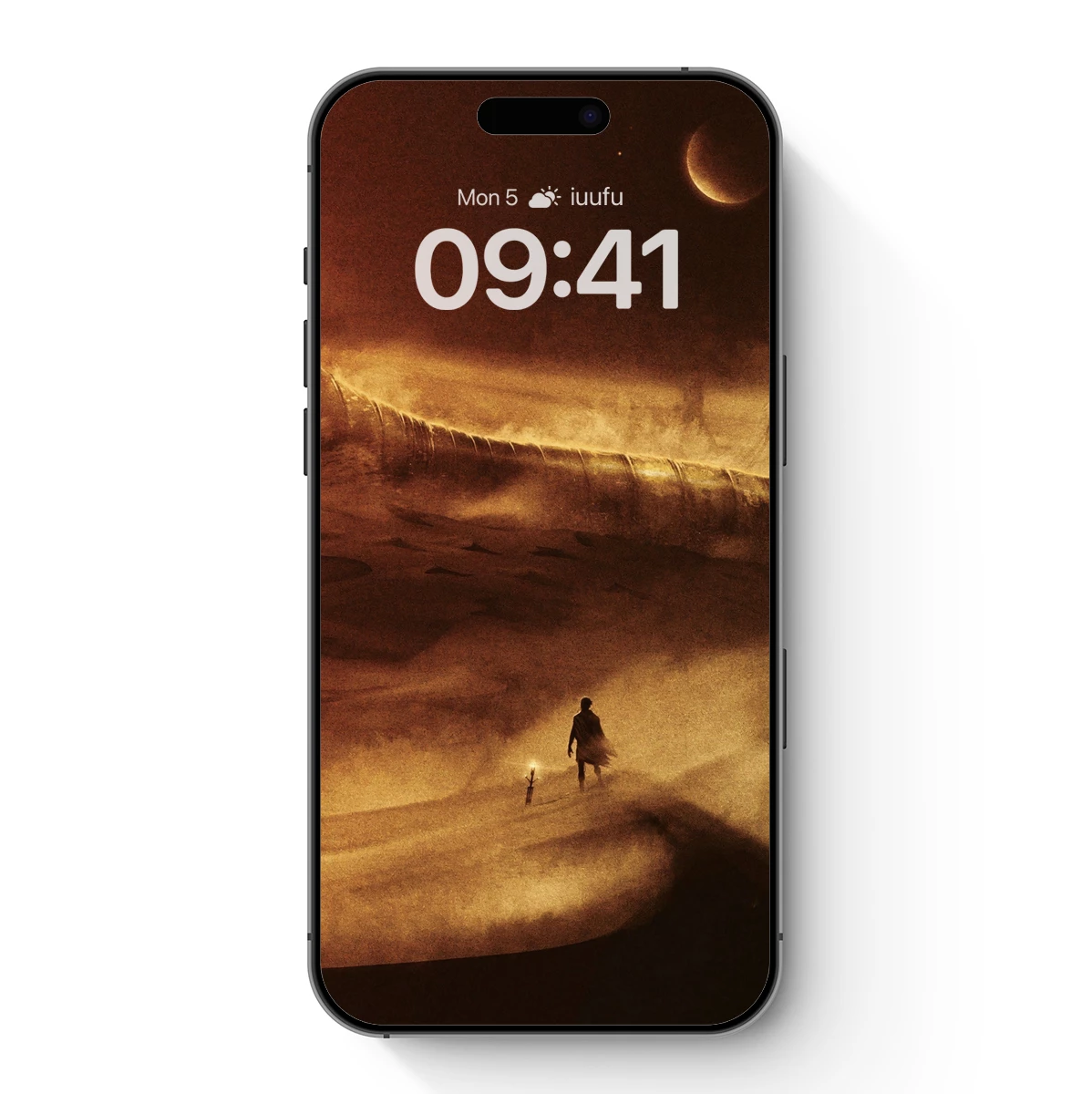 Desert Wanderer Under Crescent Moon