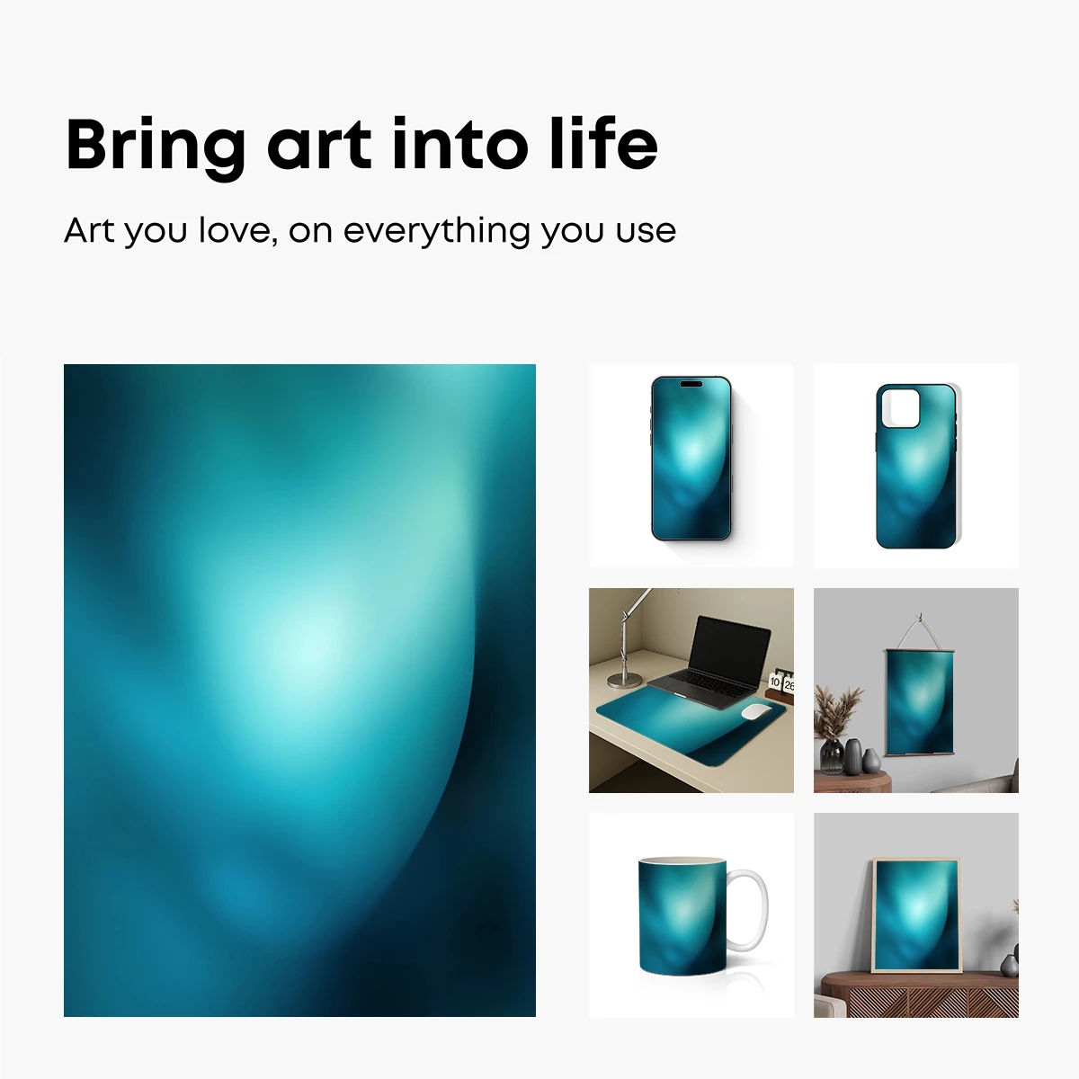 Aqua Ethereal Glow: Abstract Fluidity in Light