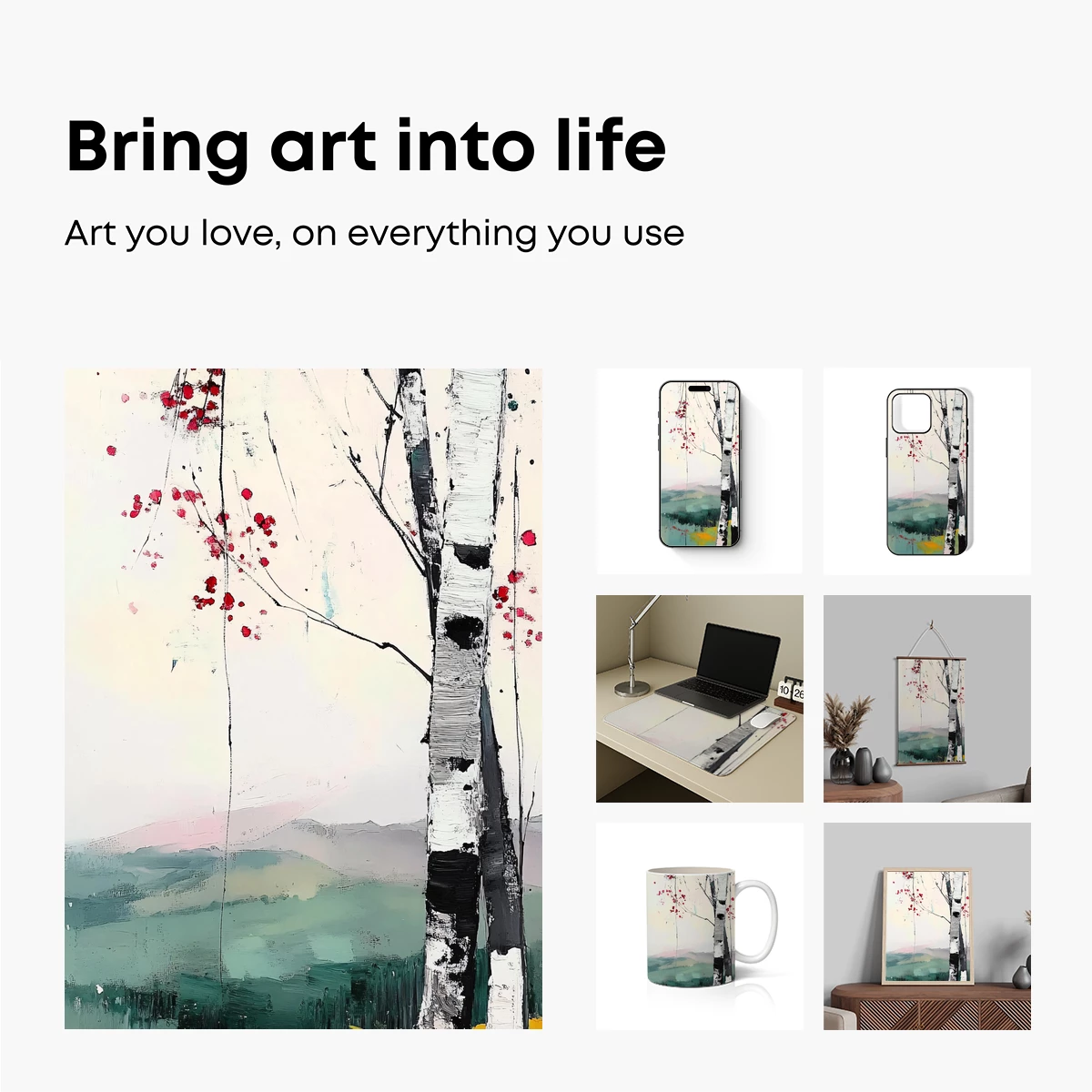 Birch Whispers in Abstract Harmony - Image 2