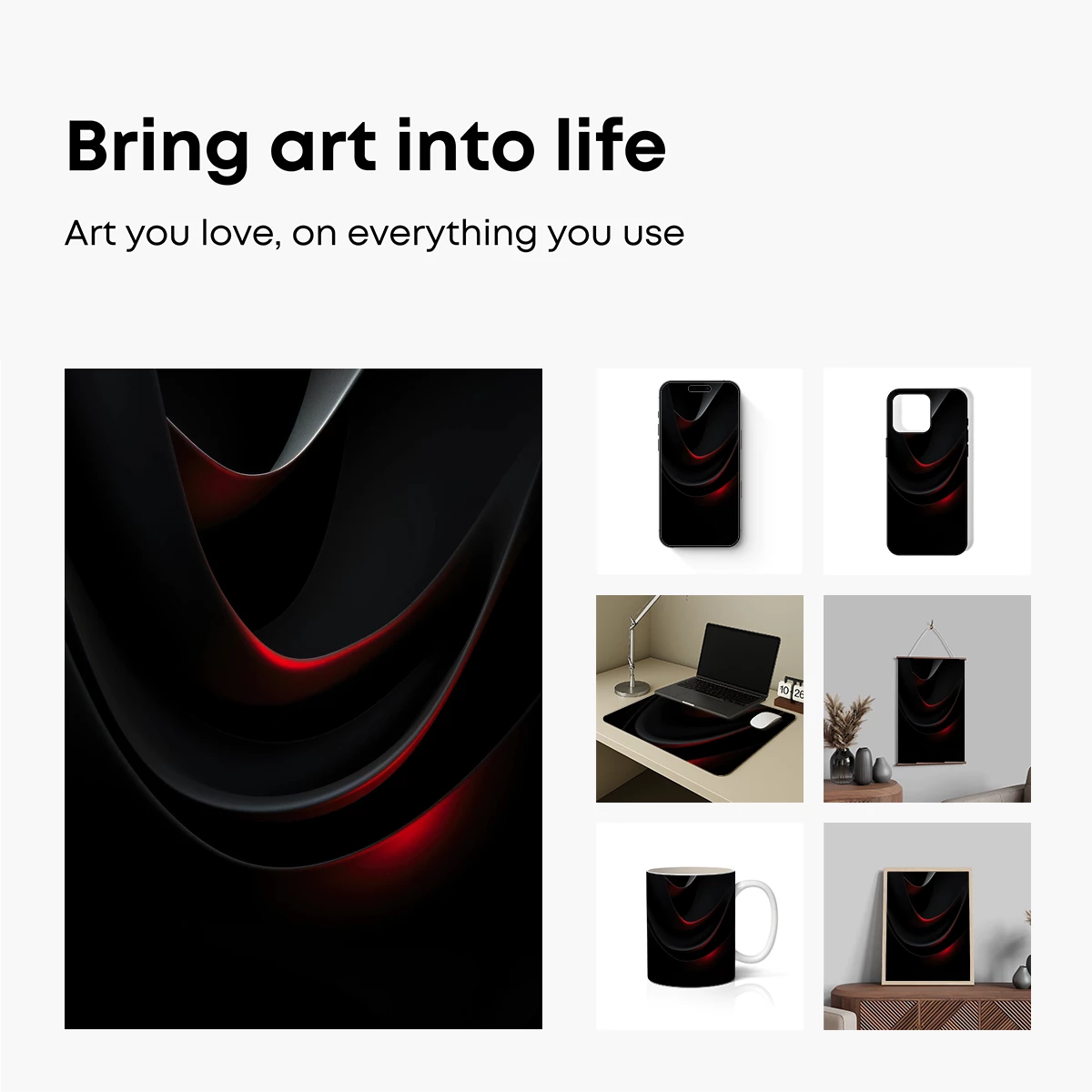 Eclipse of Shadows: Red and Black Abstract Flow - Image 2