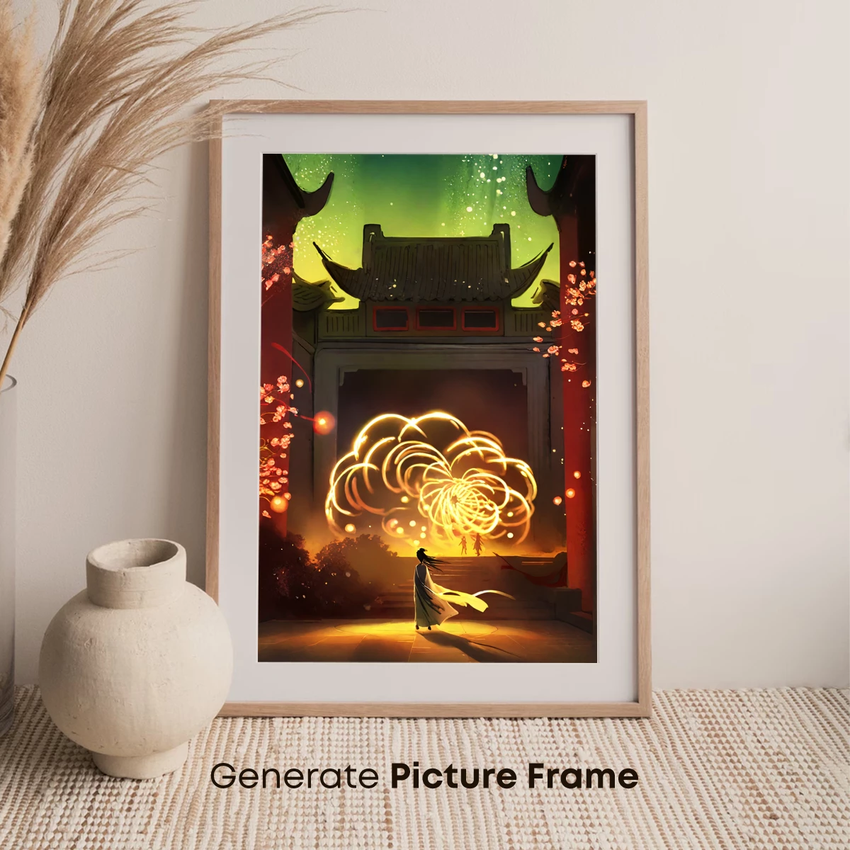 Enchanted Temple Gateway: Illuminated by Golden Spirals - Image 7