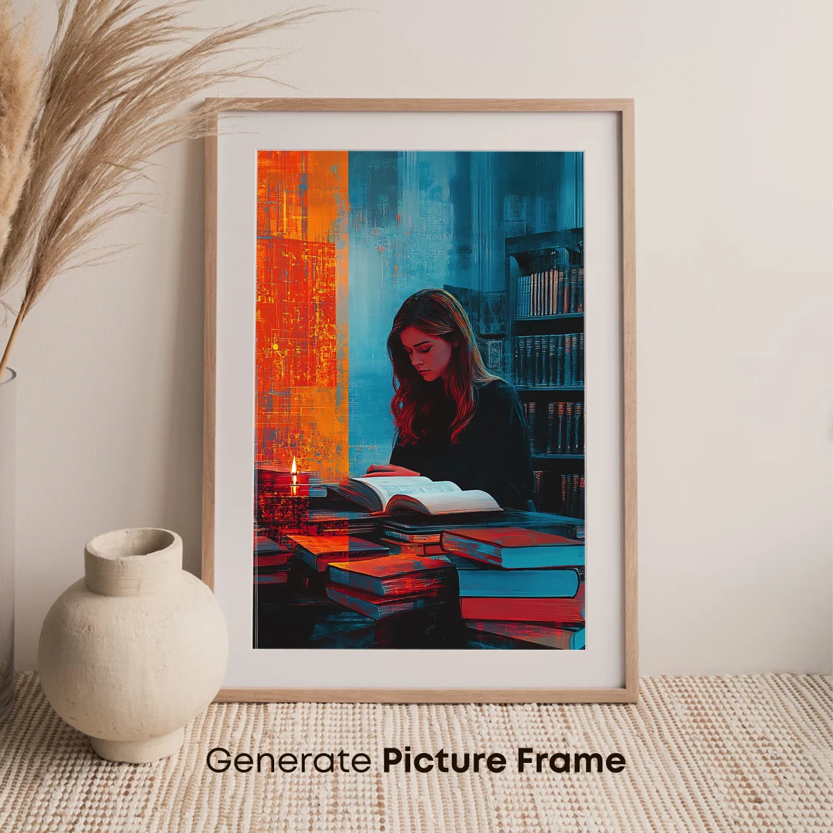 Candlelit Study in Neon Hues - Image 7