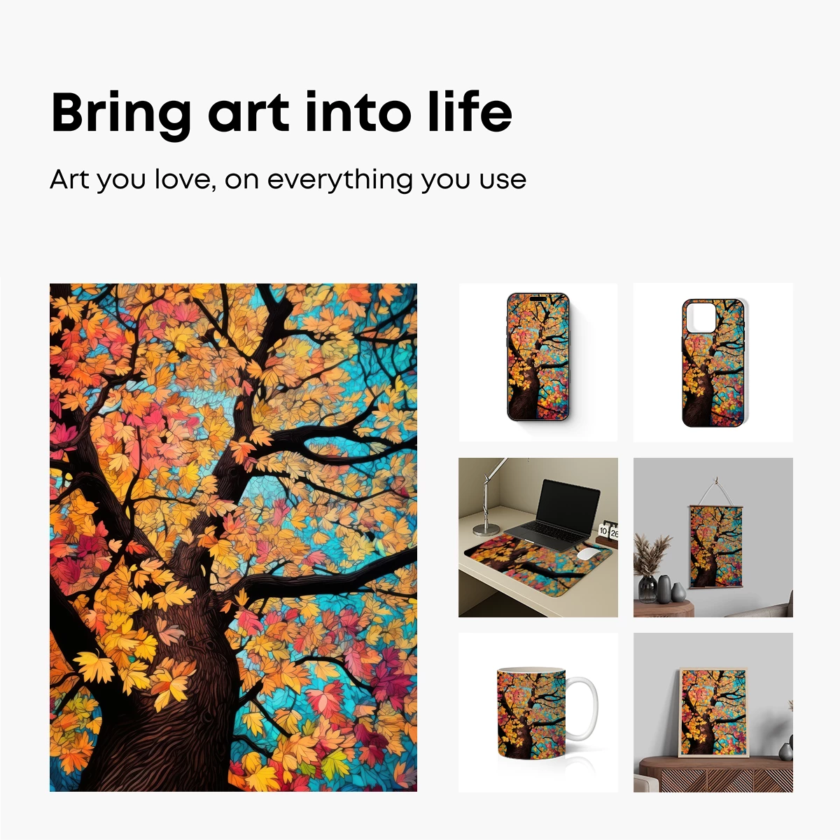 Autumn's Vibrant Embrace: A Stained-Glass Tree - Image 2