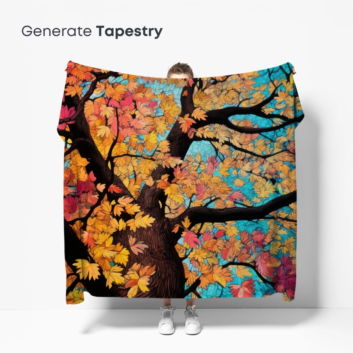 Autumn's Vibrant Embrace: A Stained-Glass Tree - Image 5