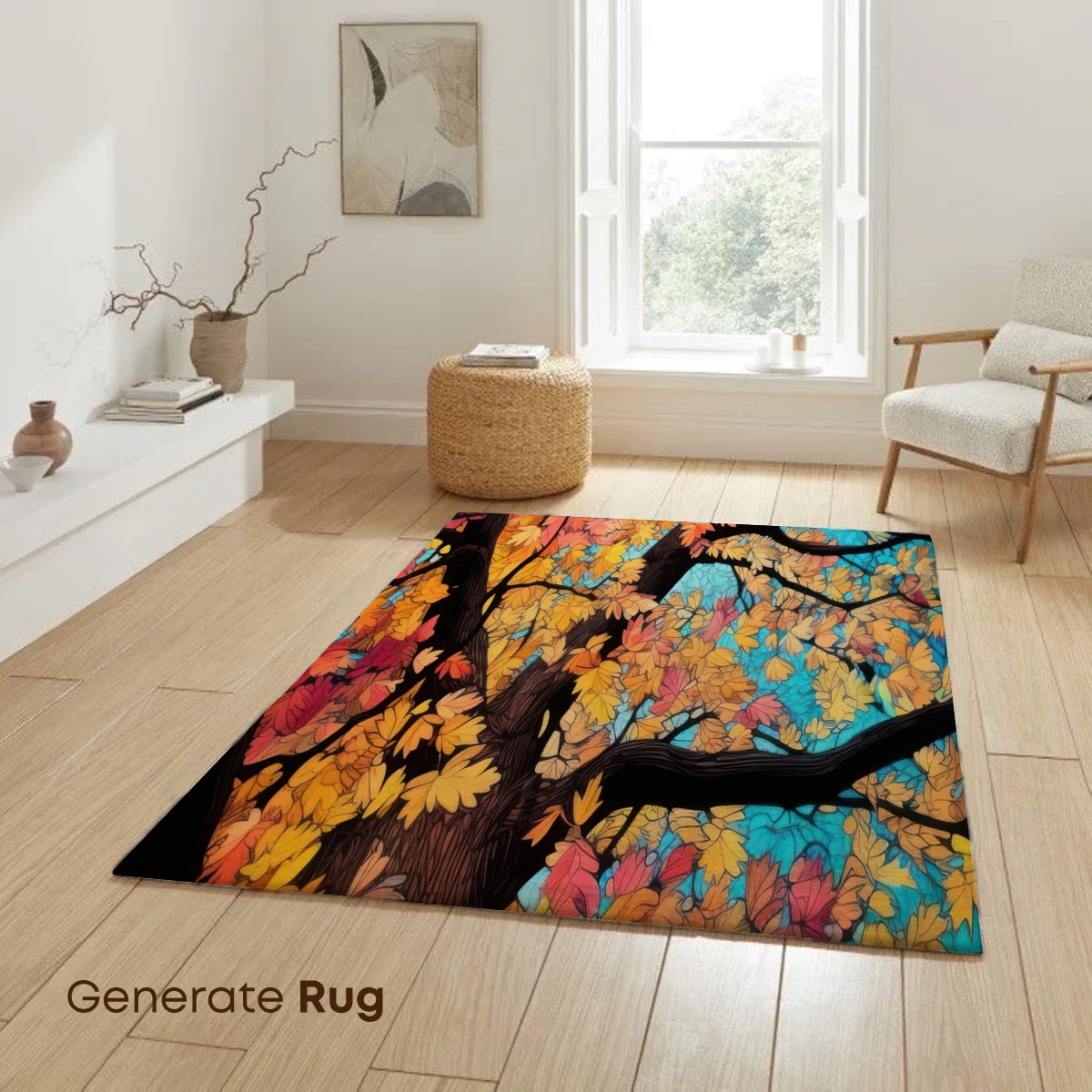 Autumn's Vibrant Embrace: A Stained-Glass Tree - Image 6