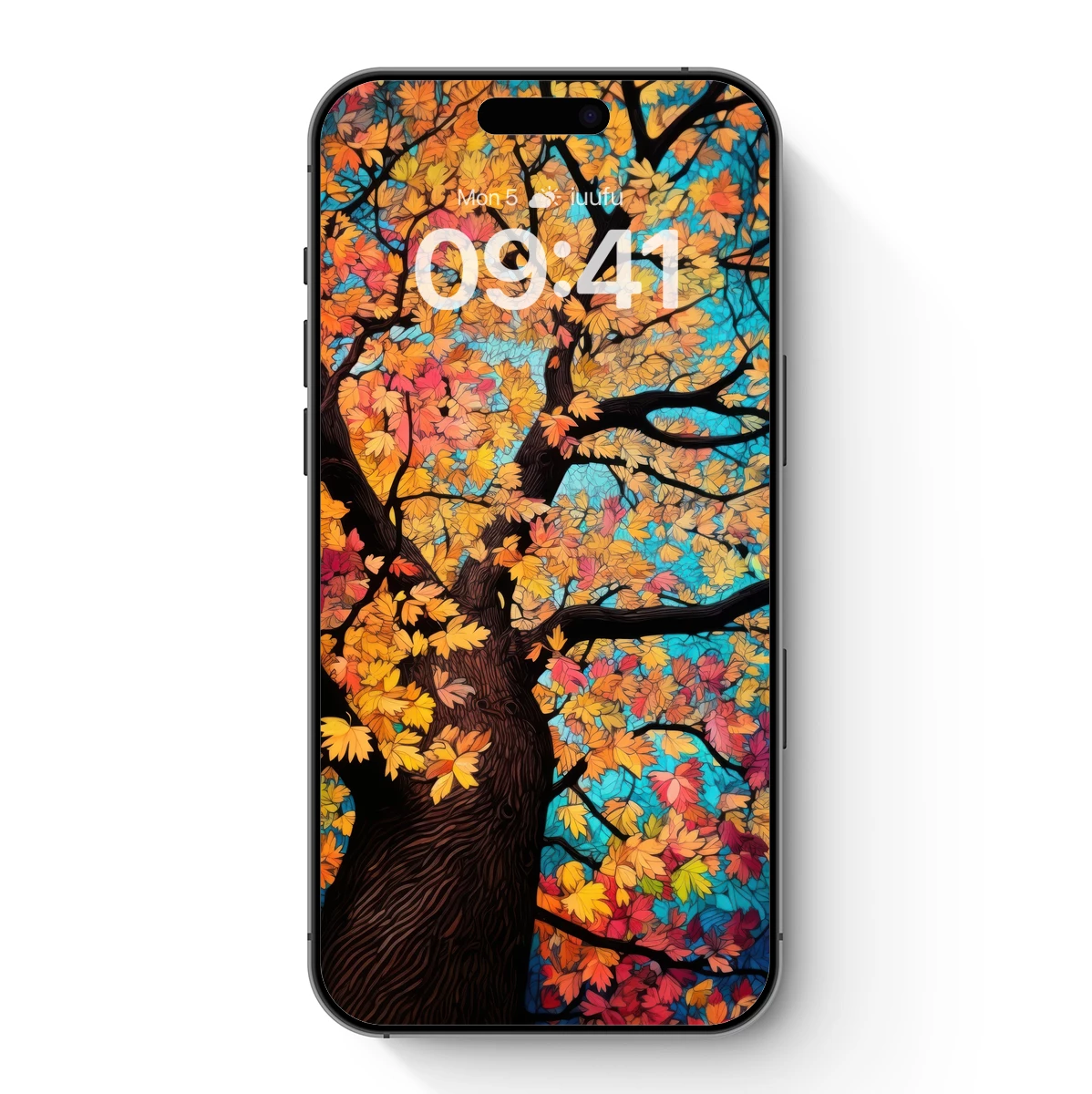 Autumn's Vibrant Embrace: A Stained-Glass Tree