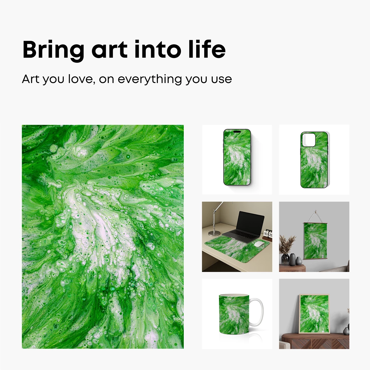 Green Swirl Symphony: Abstract Fluid Art - Image 2