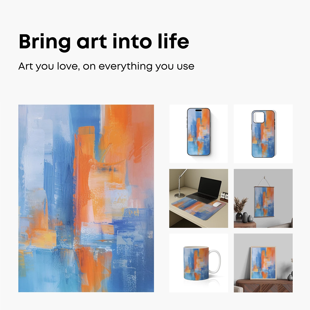 Abstract Harmony in Blue and Orange - Image 2
