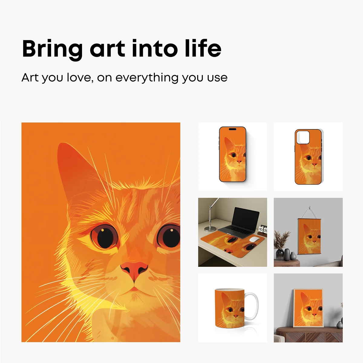 Ginger Cat's Golden Gaze: Vibrant Illustration Art - Image 2