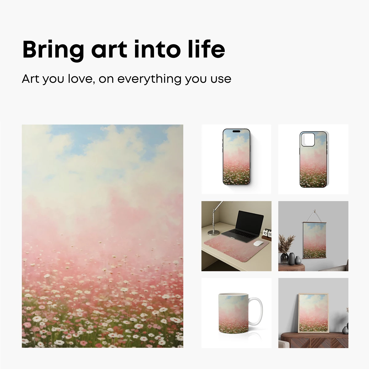 Dreamy Daisy Field Under Pink Haze - Image 2