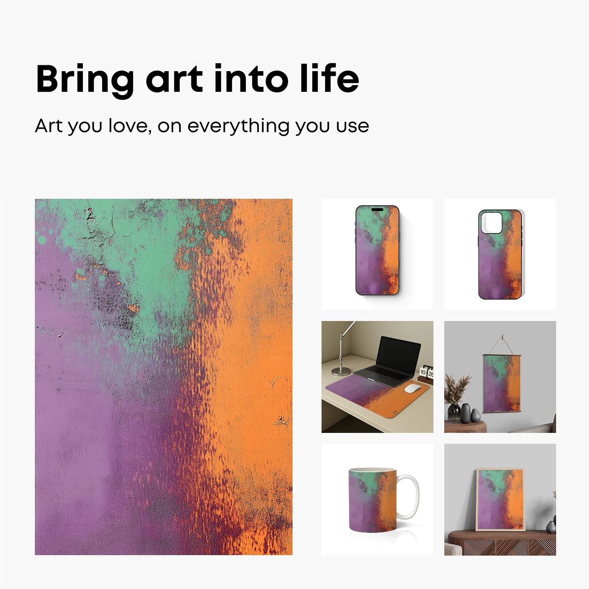 Abstract Fusion: Teal, Purple, and Orange Harmony - Image 2