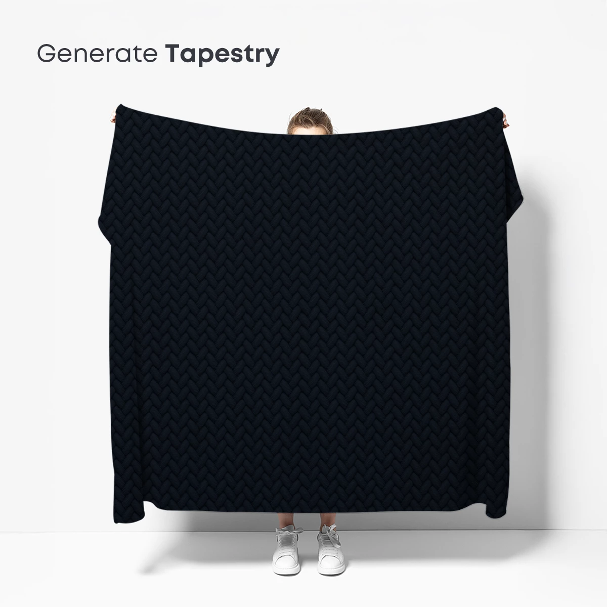 Elegant Herringbone Weave in Midnight Blue - Image 5