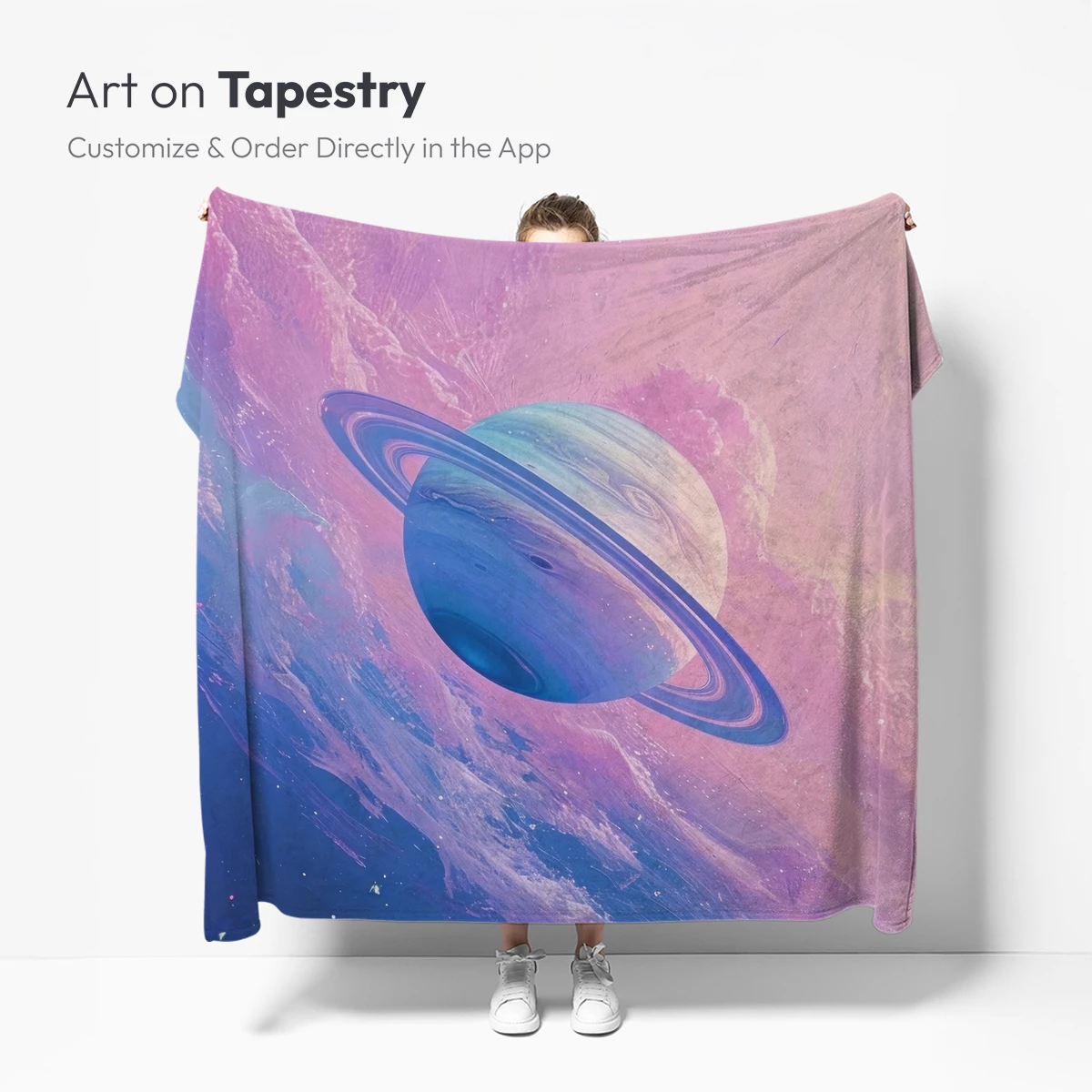 Cosmic Dream: Surreal Saturn in Pastel Nebula - Image 4