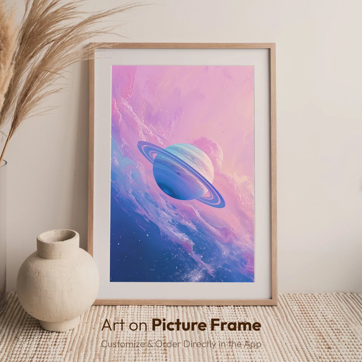 Cosmic Dream: Surreal Saturn in Pastel Nebula - Image 6