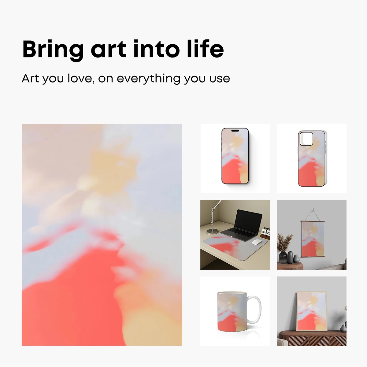 Blurred Elegance: Abstract Figure in Coral Dress - Image 2