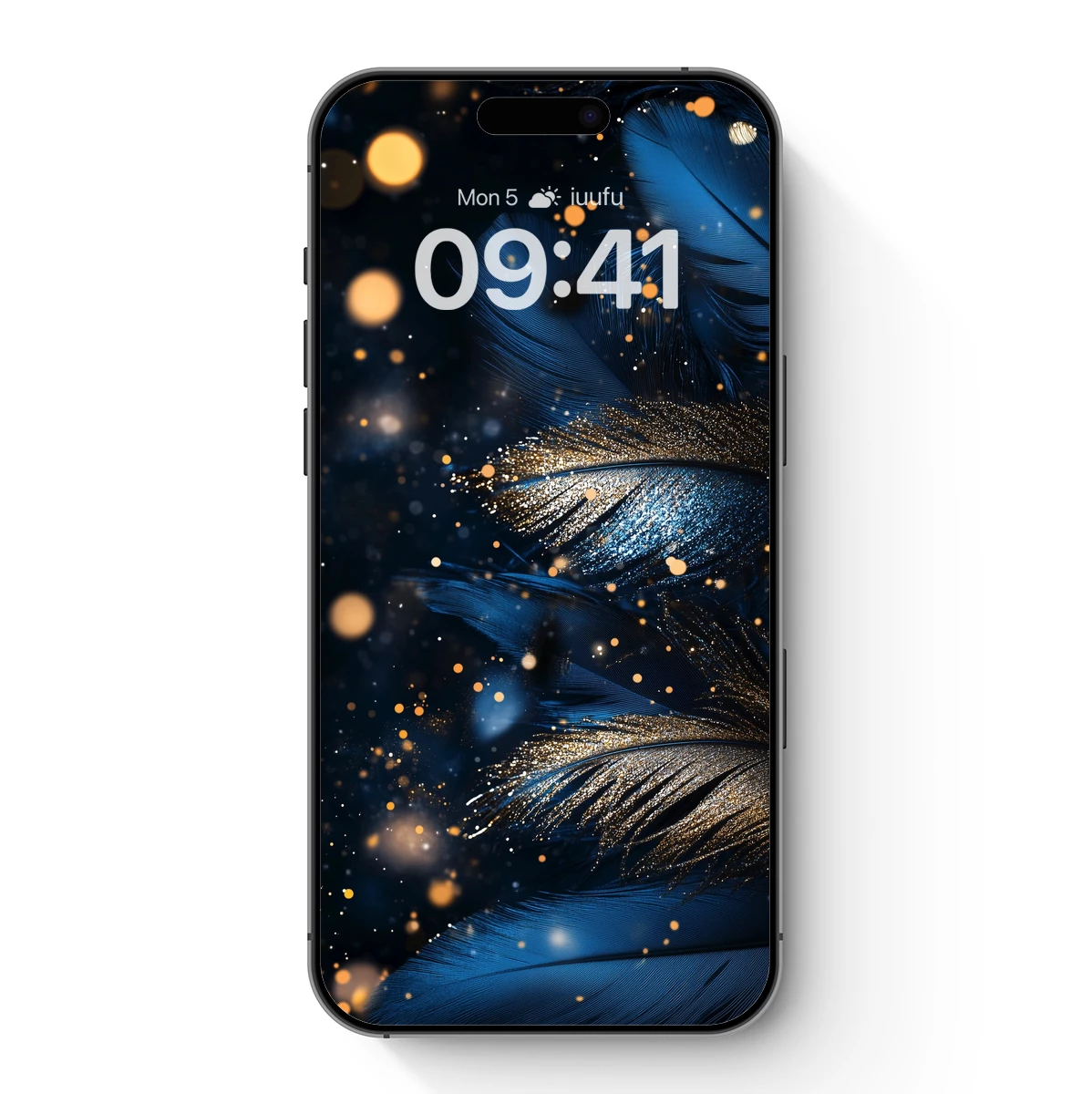 Golden Midnight Feathers: Luminous Blue Elegance Golden Midnight Feathers: Luminous Blue Elegance