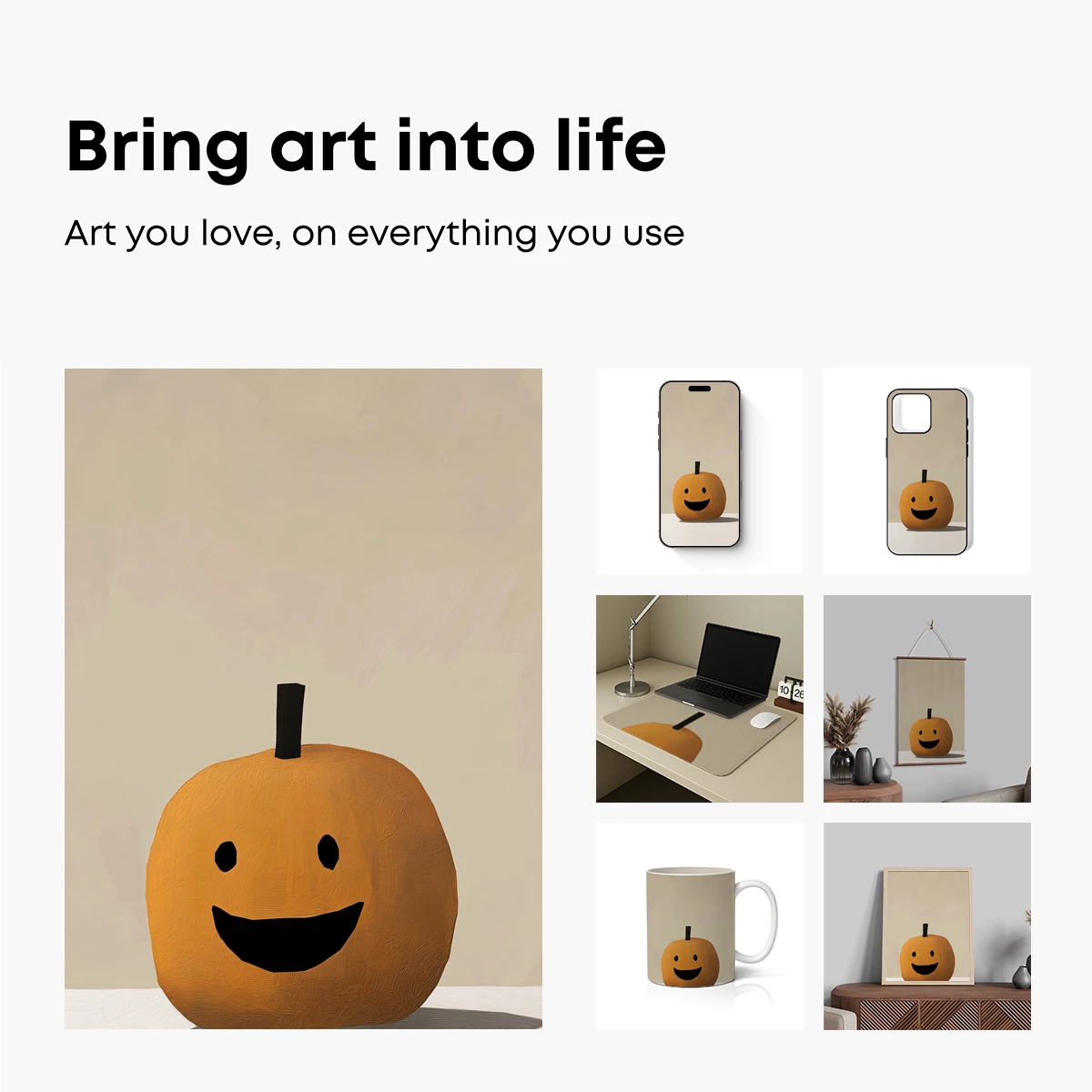 Cheerful Pumpkin Smile: Textured Minimalism - Image 2