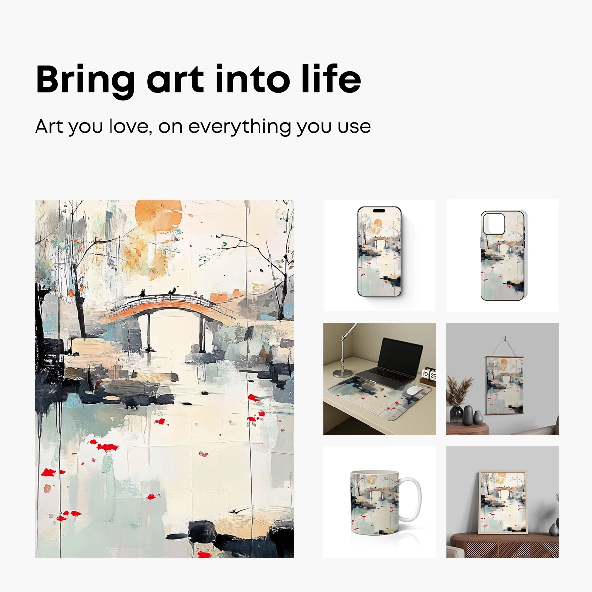 Abstract Bridge at Dawn: Modern Impressionism