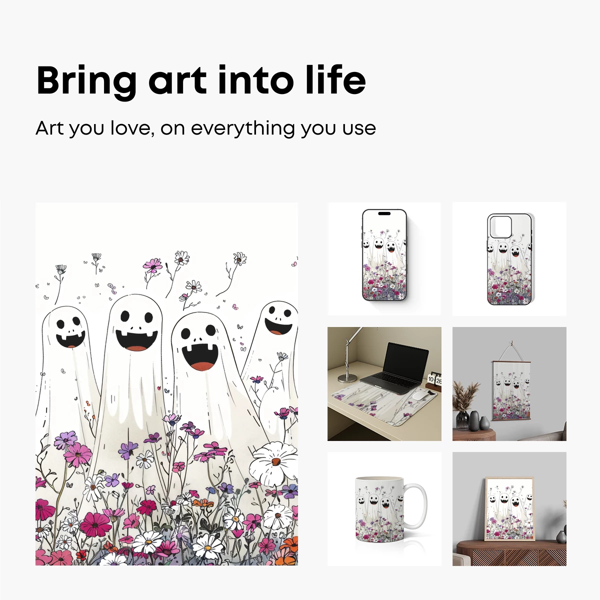 Ghostly Garden: Whimsical Spirits Among Wildflowers - Image 2