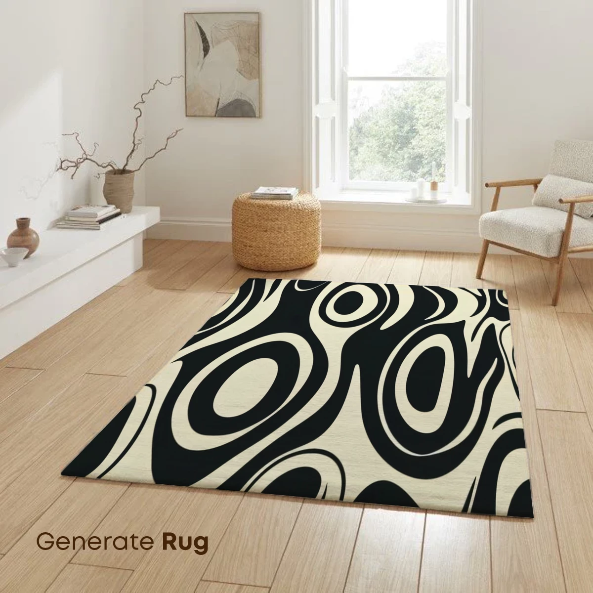 Abstract Black and Cream Fusion: Liquid Geometry - Image 6