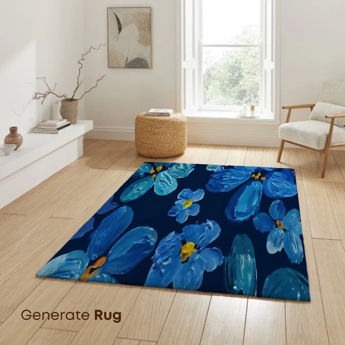 Blue Floral Symphony: Impressionist Blooms - Image 6