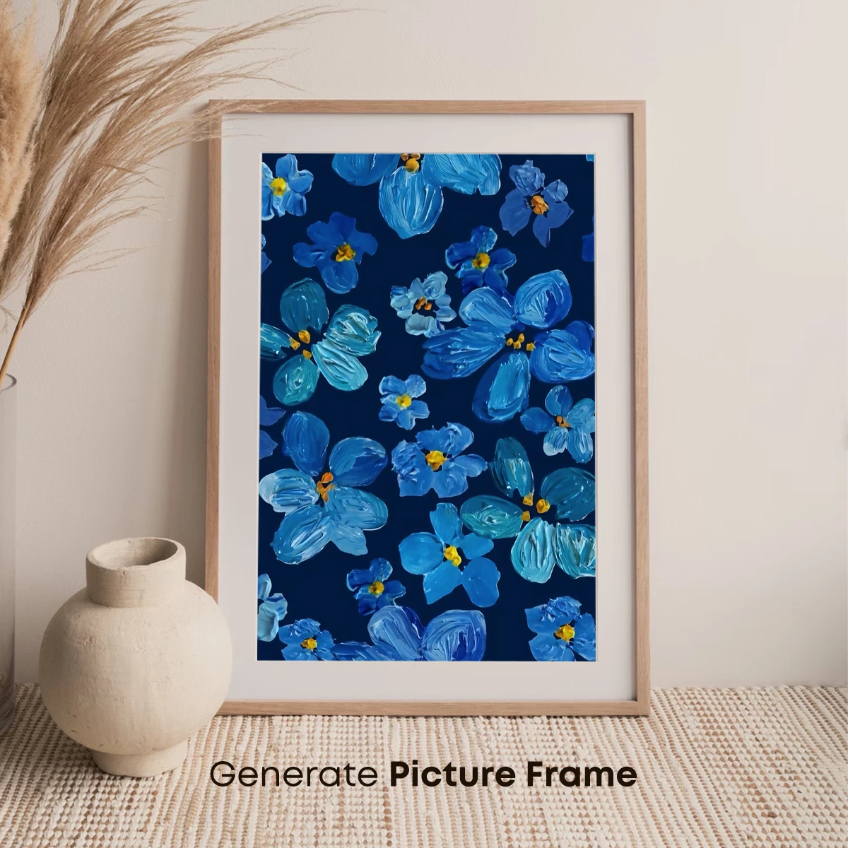 Blue Floral Symphony: Impressionist Blooms - Image 7