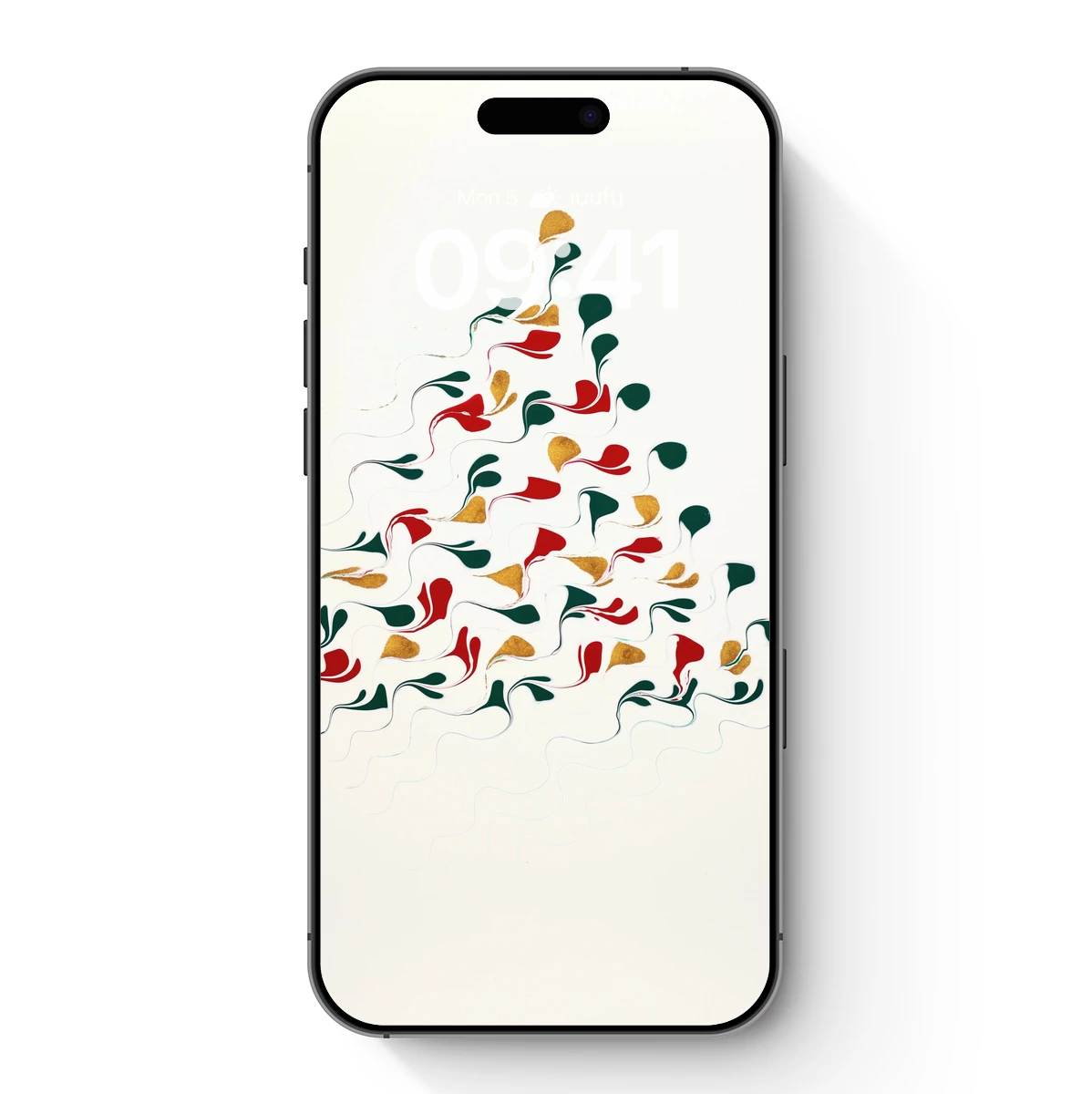 Abstract Festive Sprig: Wavy Lines and Teardrop Ornaments