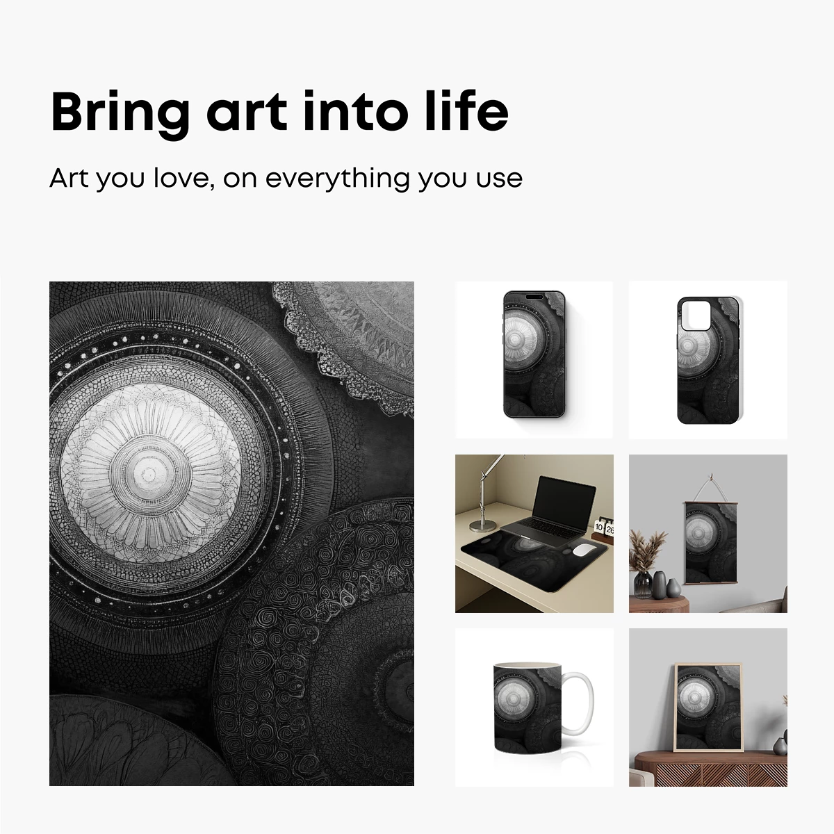 Eternal Mandala Echoes: Monochrome Symmetry