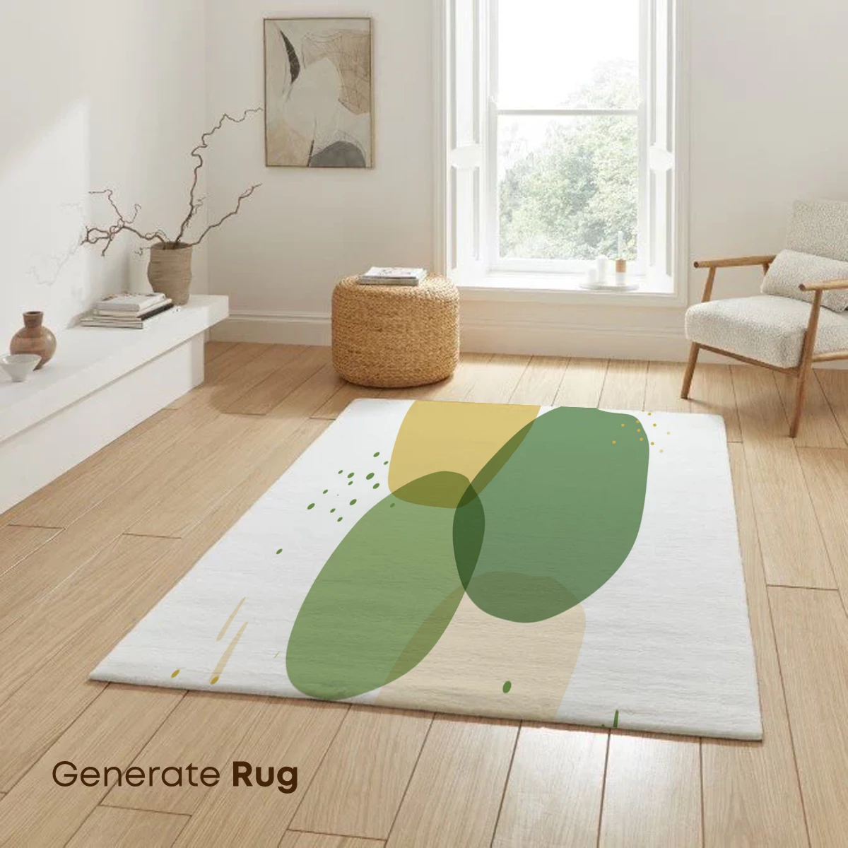 Abstract Harmony: Overlapping Circles in Soft Greens and Yellows - Image 6