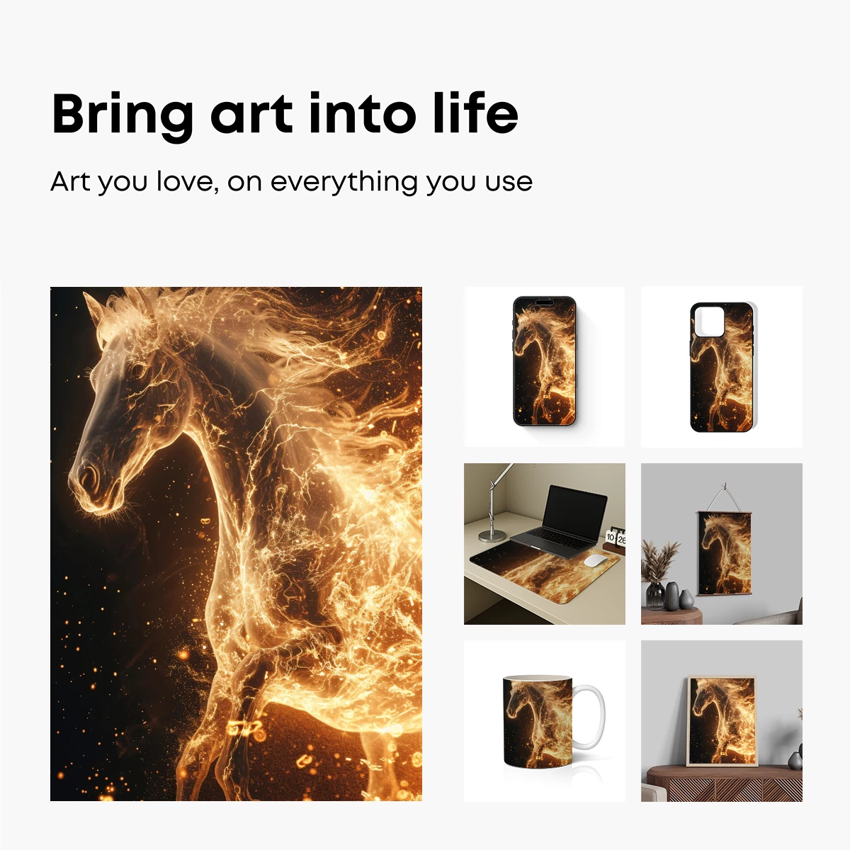 Flaming Equine Spirit: A Blaze of Golden Power - Image 2