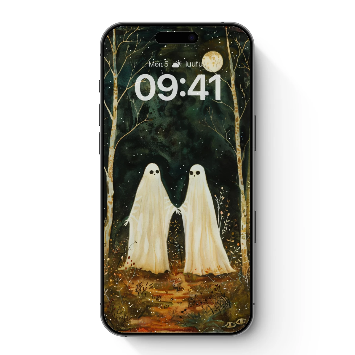 Ghostly Duo in Moonlit Forest