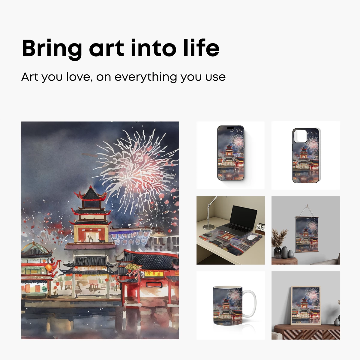 Celestial Fireworks Over Ancient Pagoda - Image 2