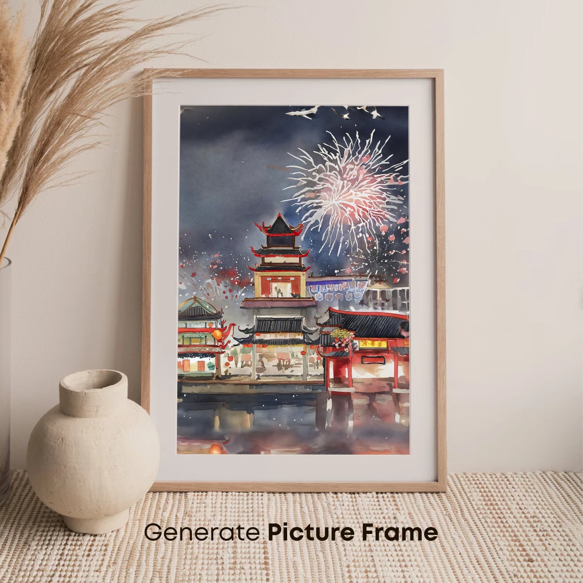 Celestial Fireworks Over Ancient Pagoda - Image 7