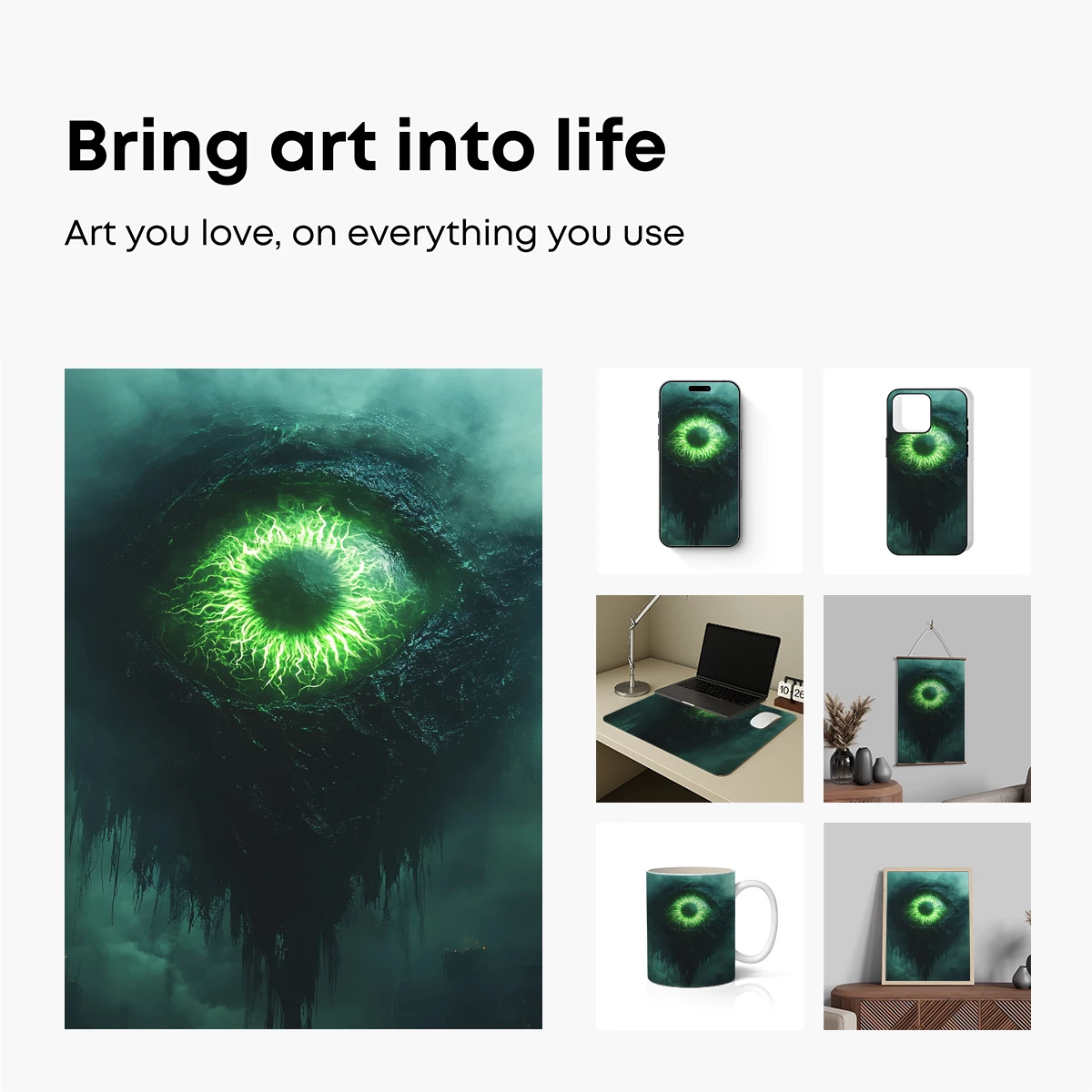 Ethereal Eye of the Abyss: Neon Green Visions - Image 2