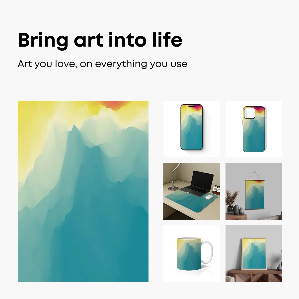 Abstract Mountain Dawn: Color Fusion Landscape