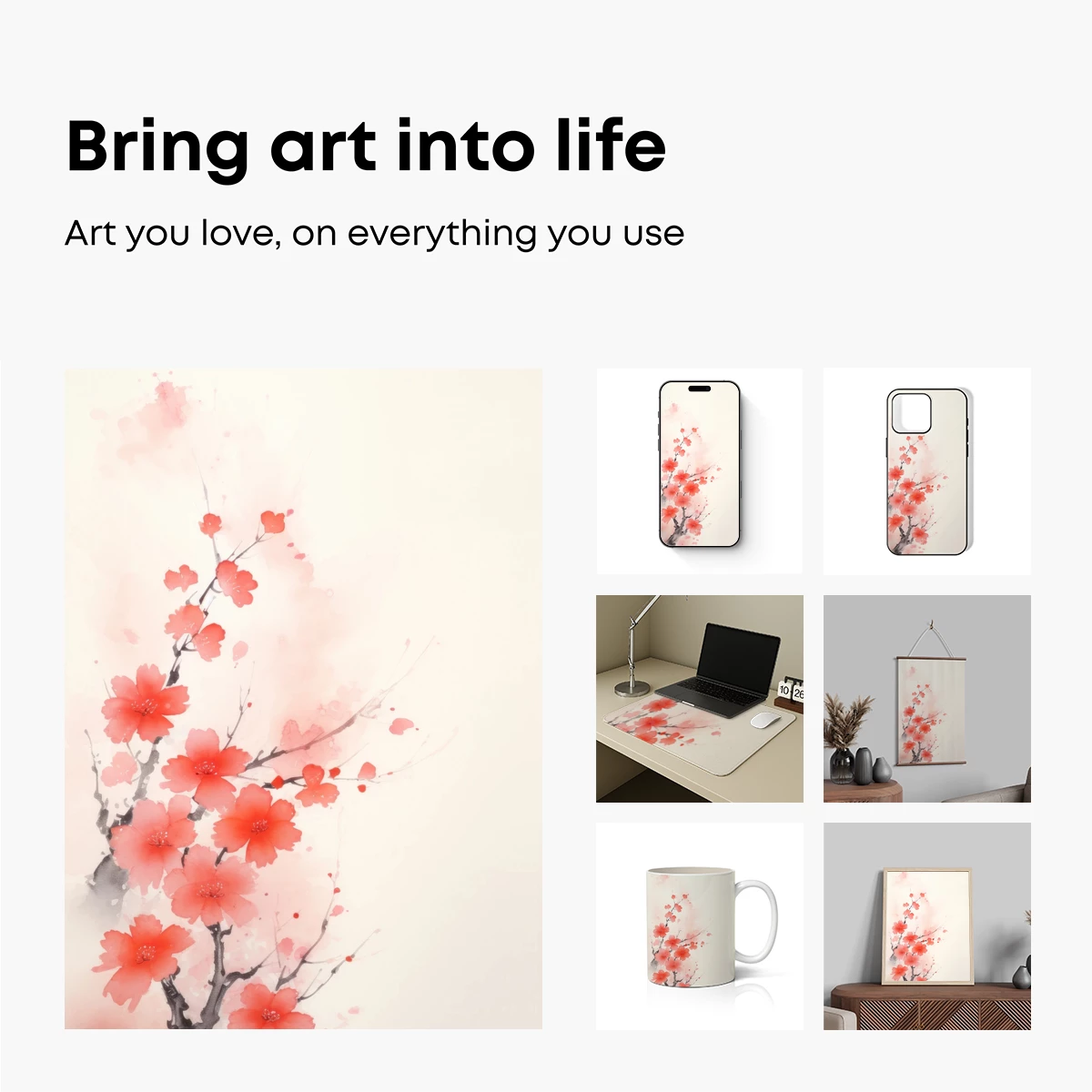 Blossom Whisper: Ink-Painted Cherry Flowers - Image 2