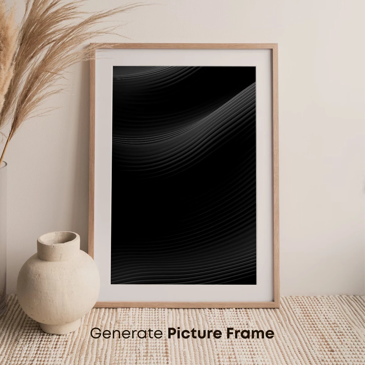 Elegant Black Waves: Abstract Flow - Image 7