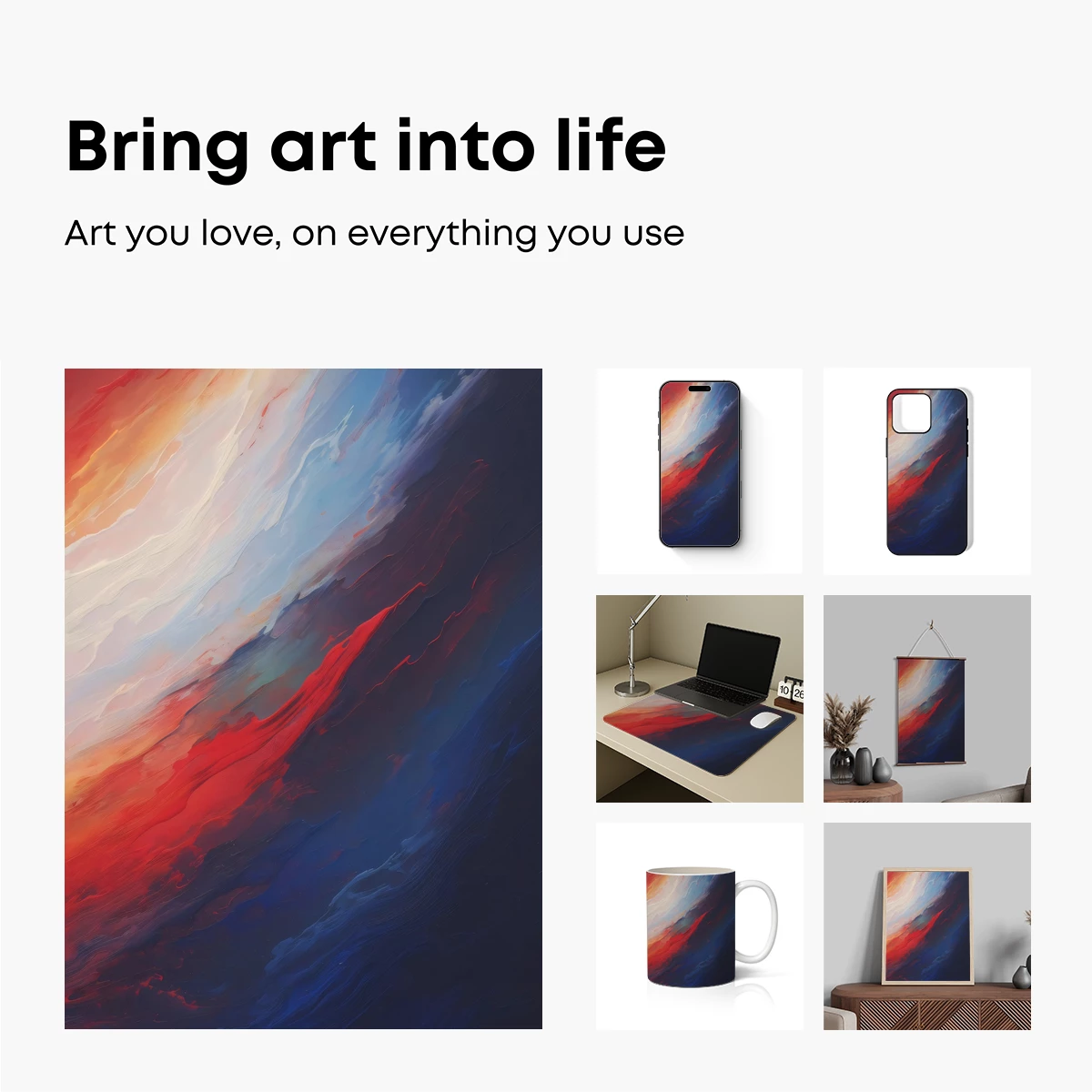 Abstract Sunset Waves: Fusion of Fire and Sea - Image 2