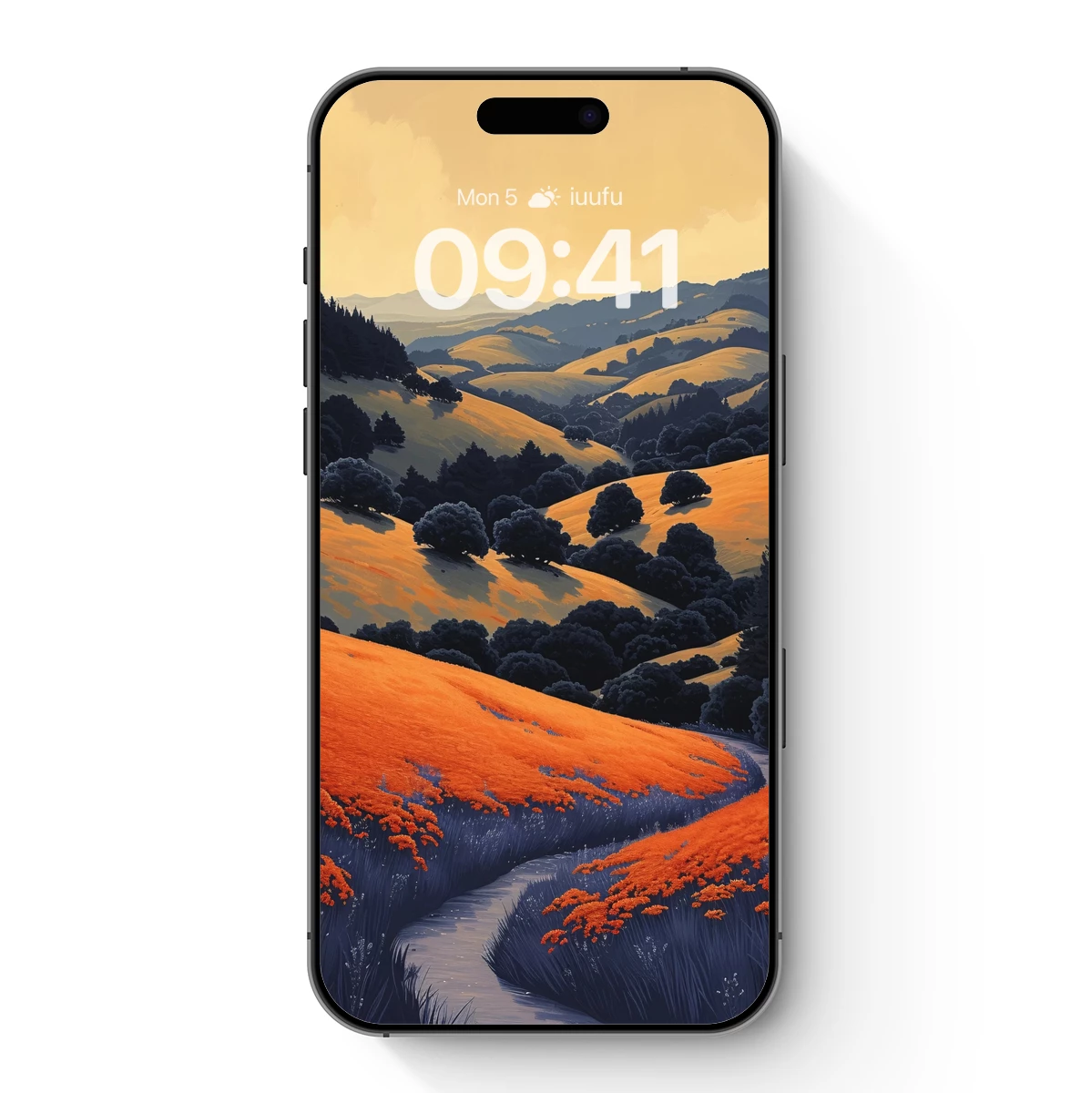 Golden Hills and Scarlet Blooms: A Digital Impressionist Symphony