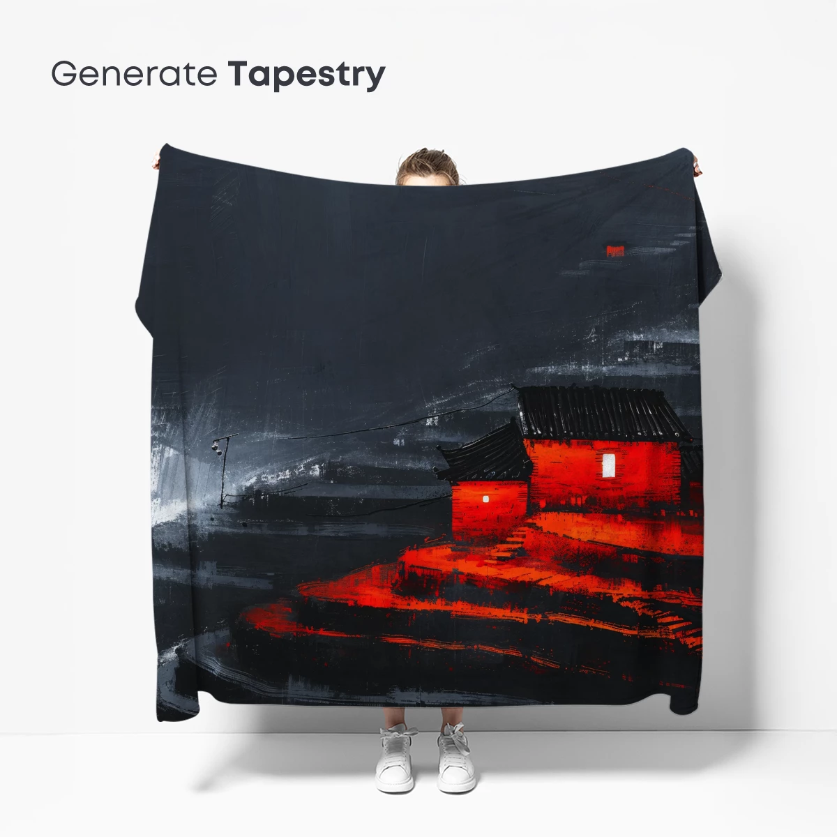 Glowing Red Terraces in Midnight Mist - Image 5