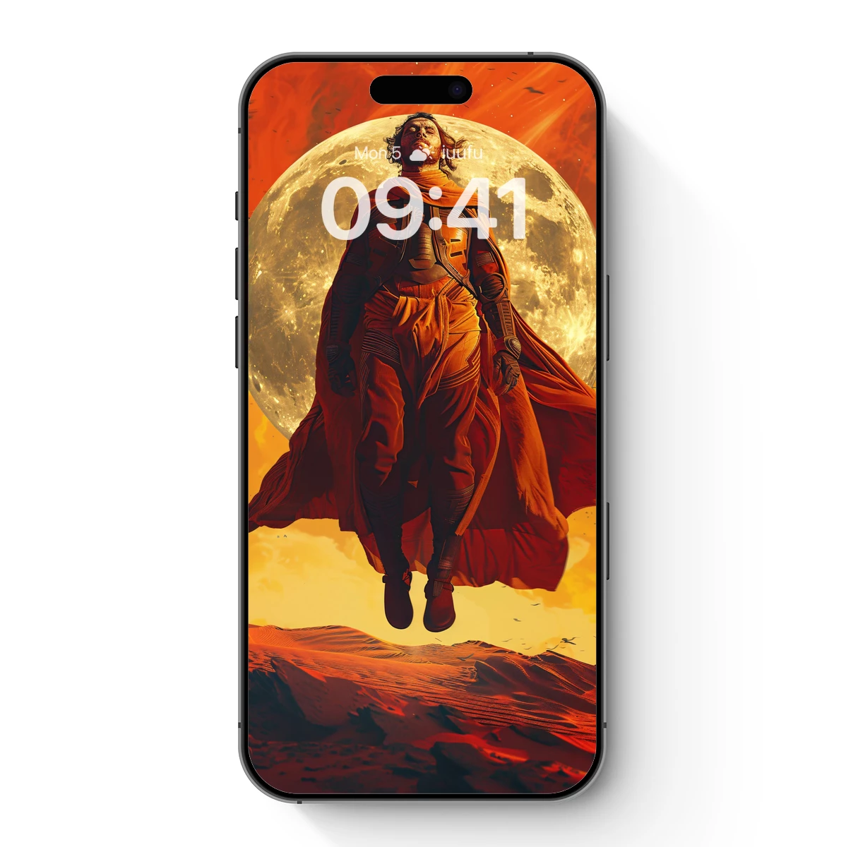 Desert Dreamer: Levitating Warrior Under a Giant Moon