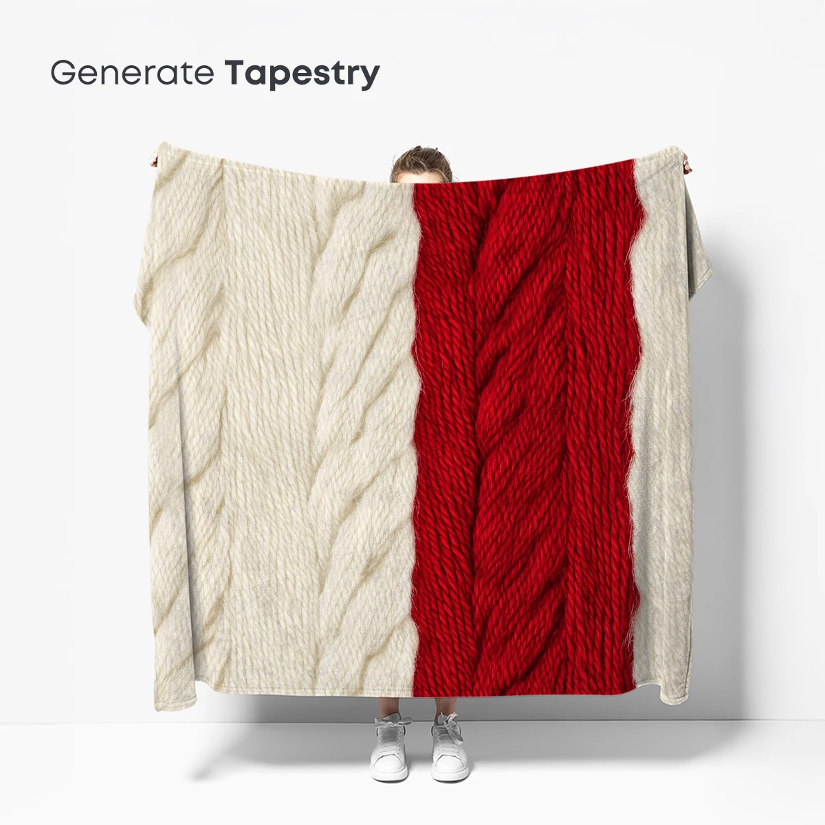 Cabled Yarn Duo: Cream and Crimson Contrast - Image 5