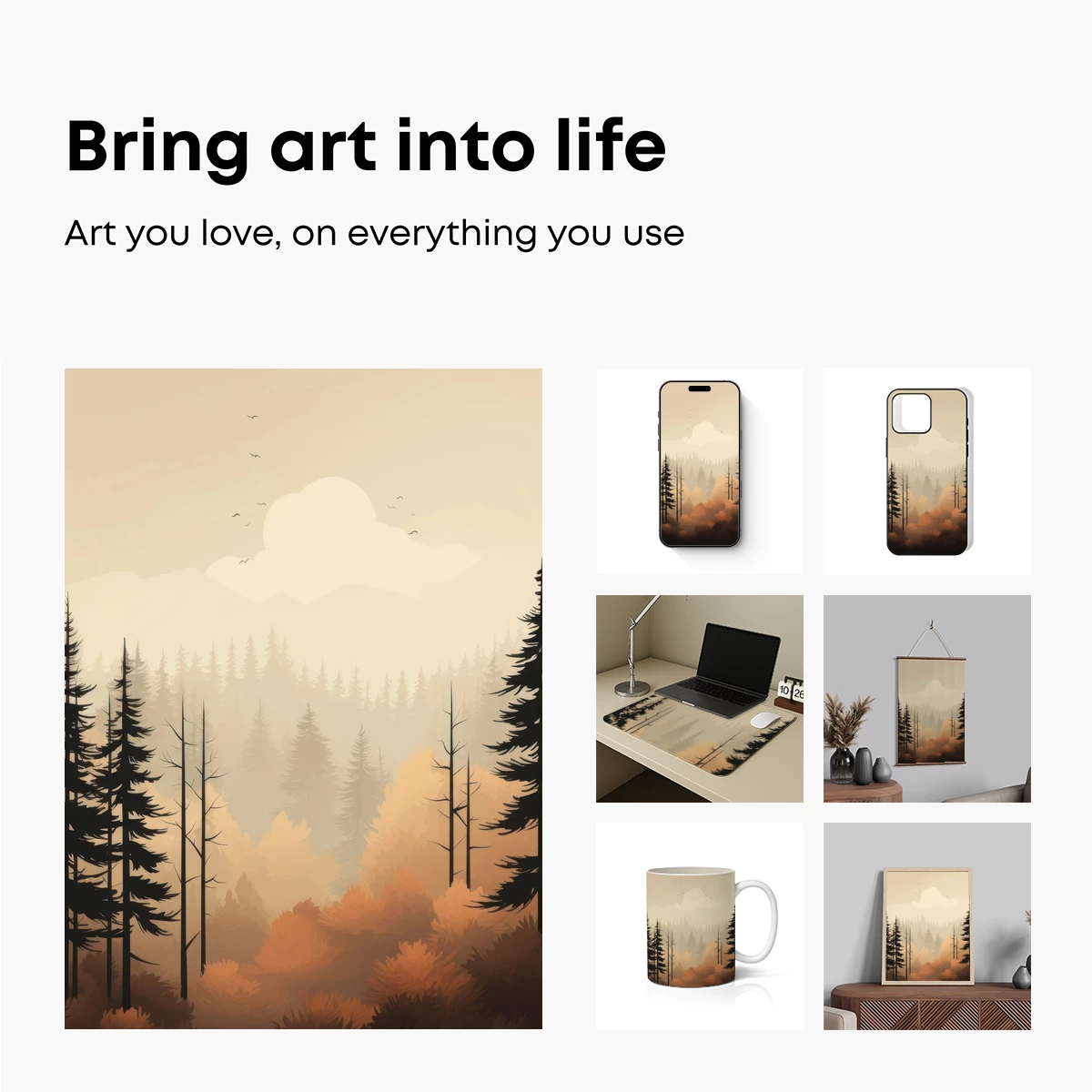 Misty Forest Dawn: A Haze of Warm Silence - Image 2