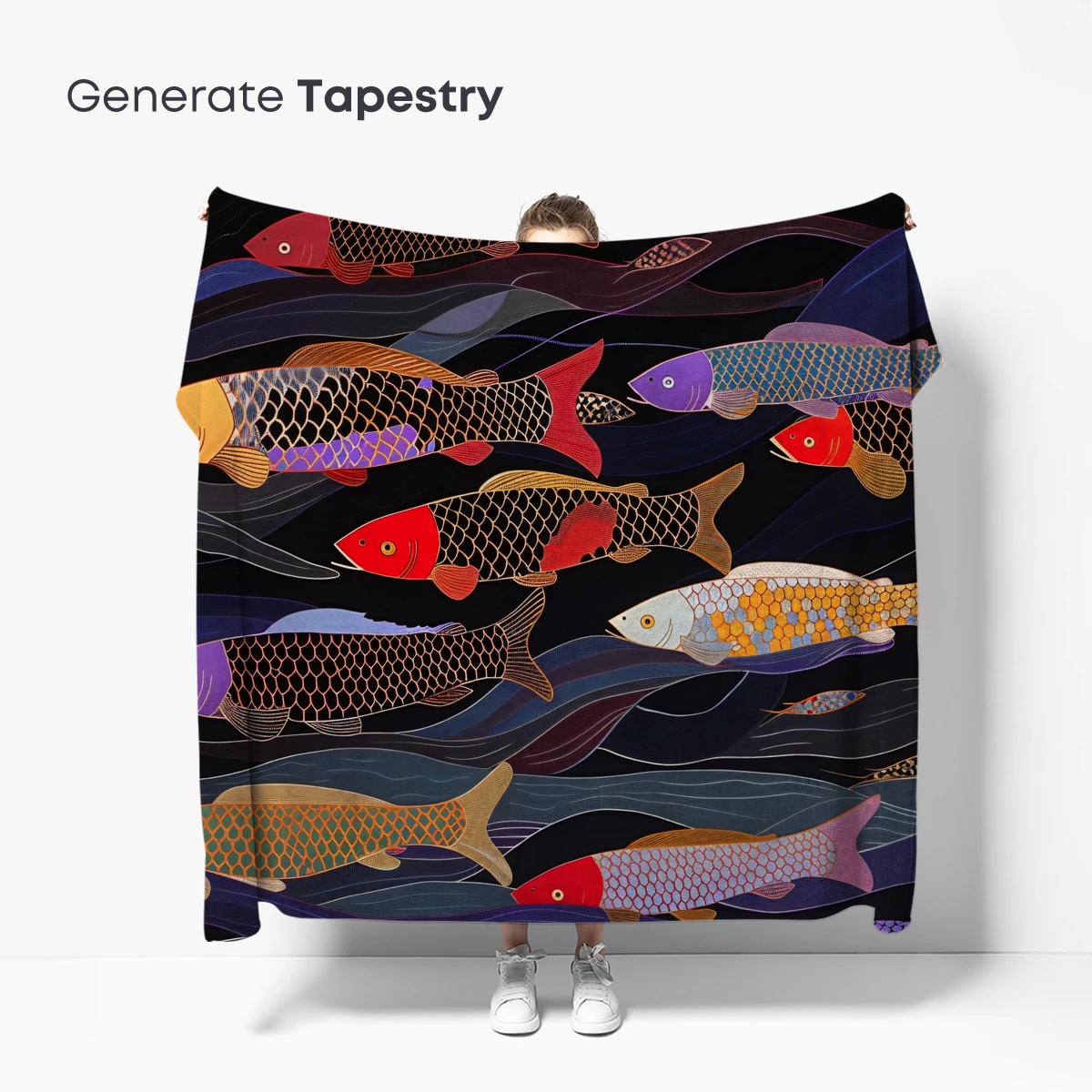 Koi Odyssey: Vibrant Fish in Abstract Waves - Image 5