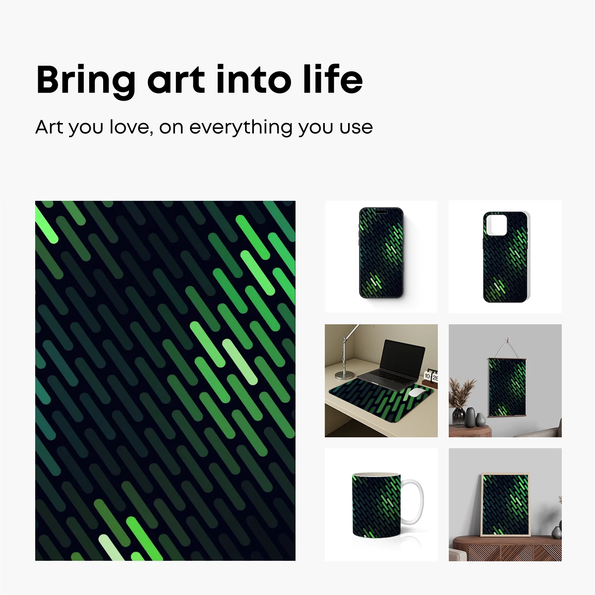 Diagonal Green Gradient: Digital Line Art - Image 2