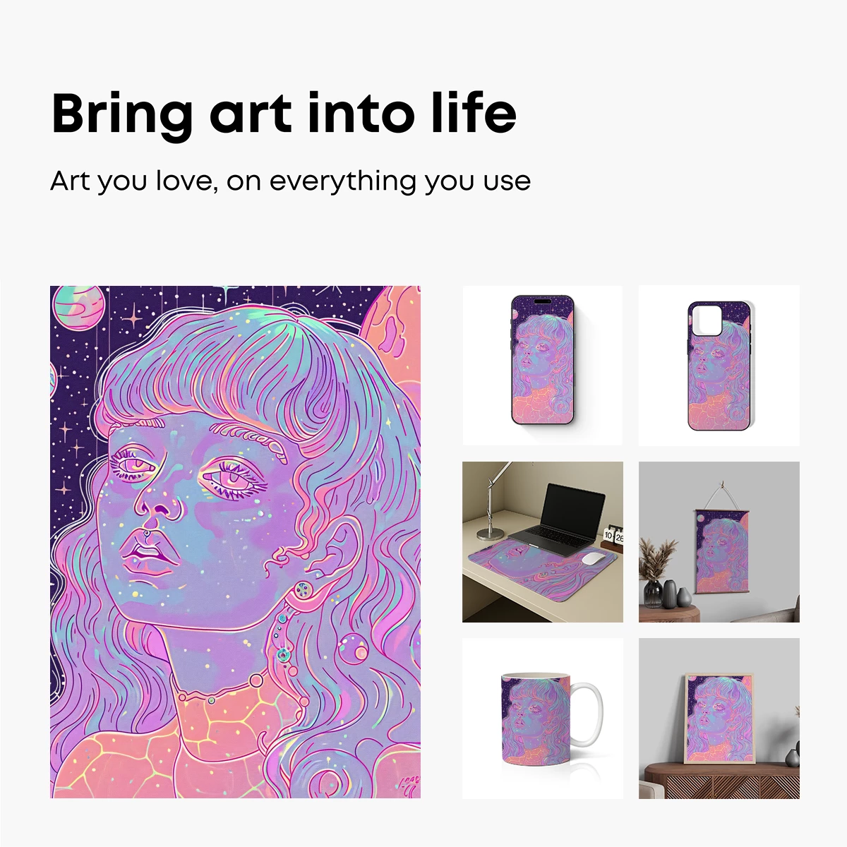 Cosmic Mermaid Dream: Psychedelic Galaxy Art - Image 2