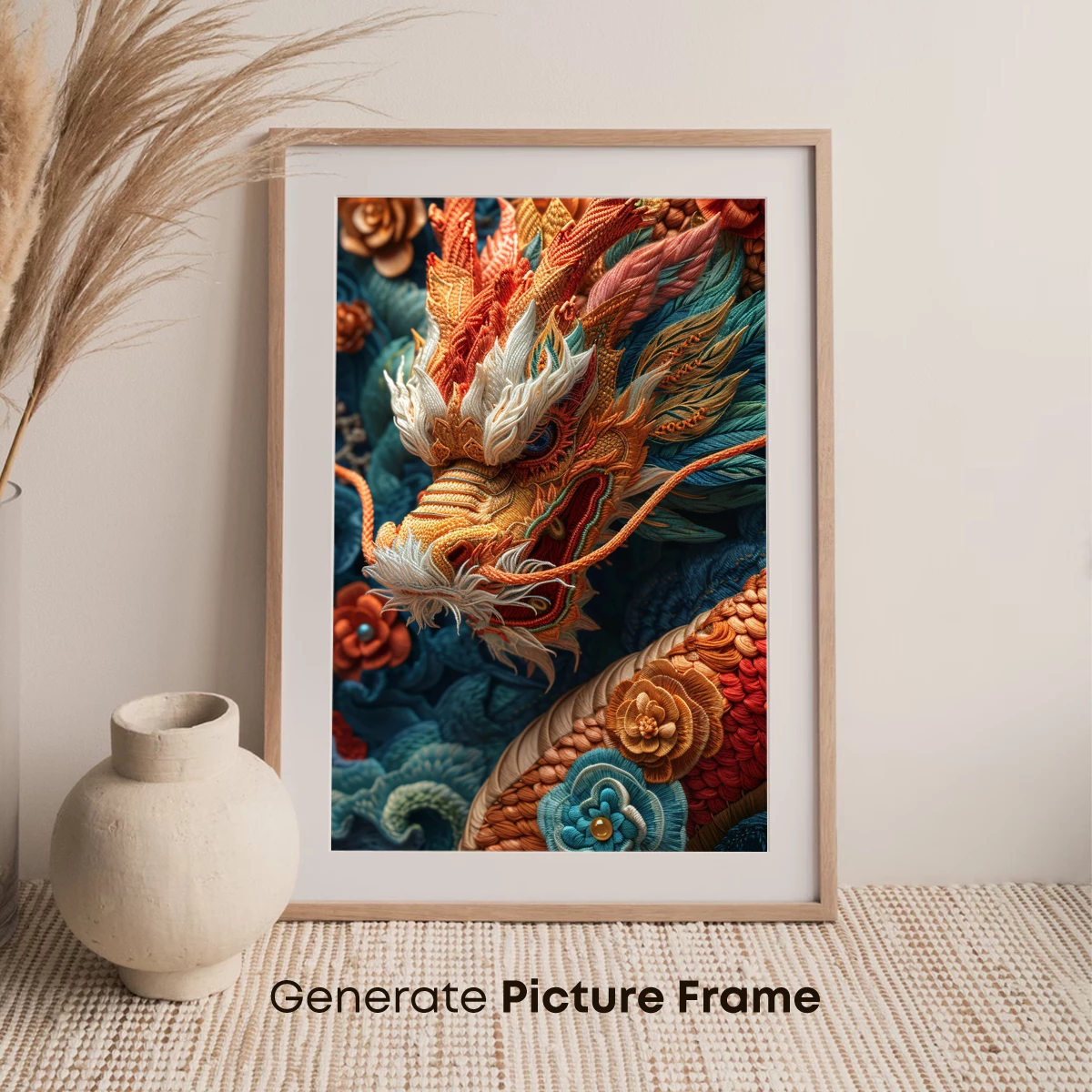 Embroidered Dragon's Majesty: Textured Artistry - Image 7