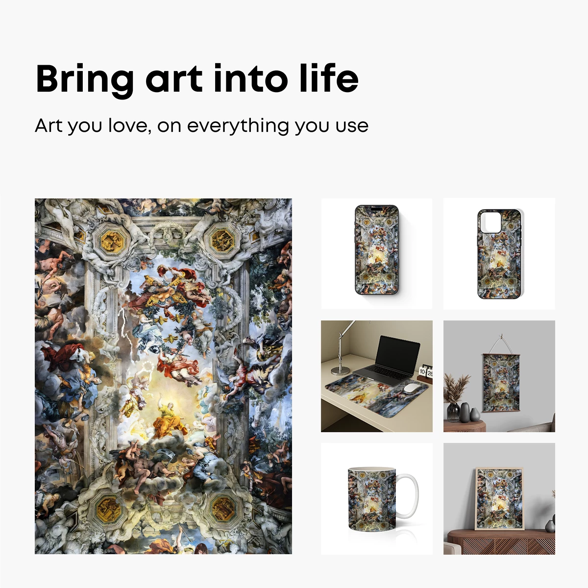 Baroque Ceiling Odyssey: Divine Figures in Celestial Harmony - Image 2