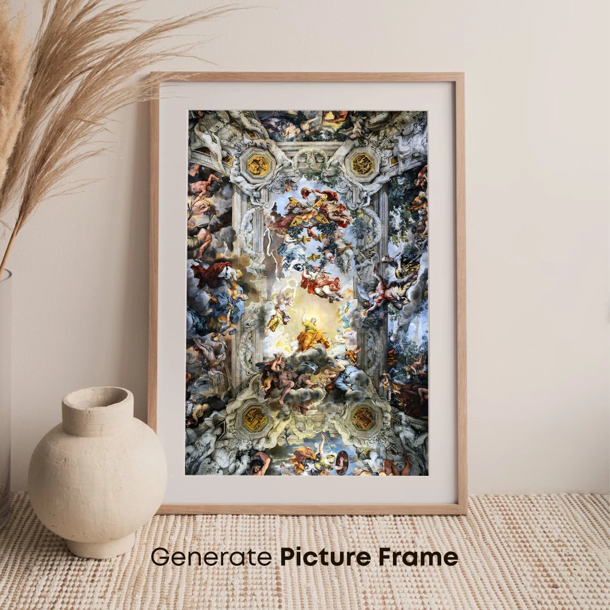 Baroque Ceiling Odyssey: Divine Figures in Celestial Harmony - Image 7