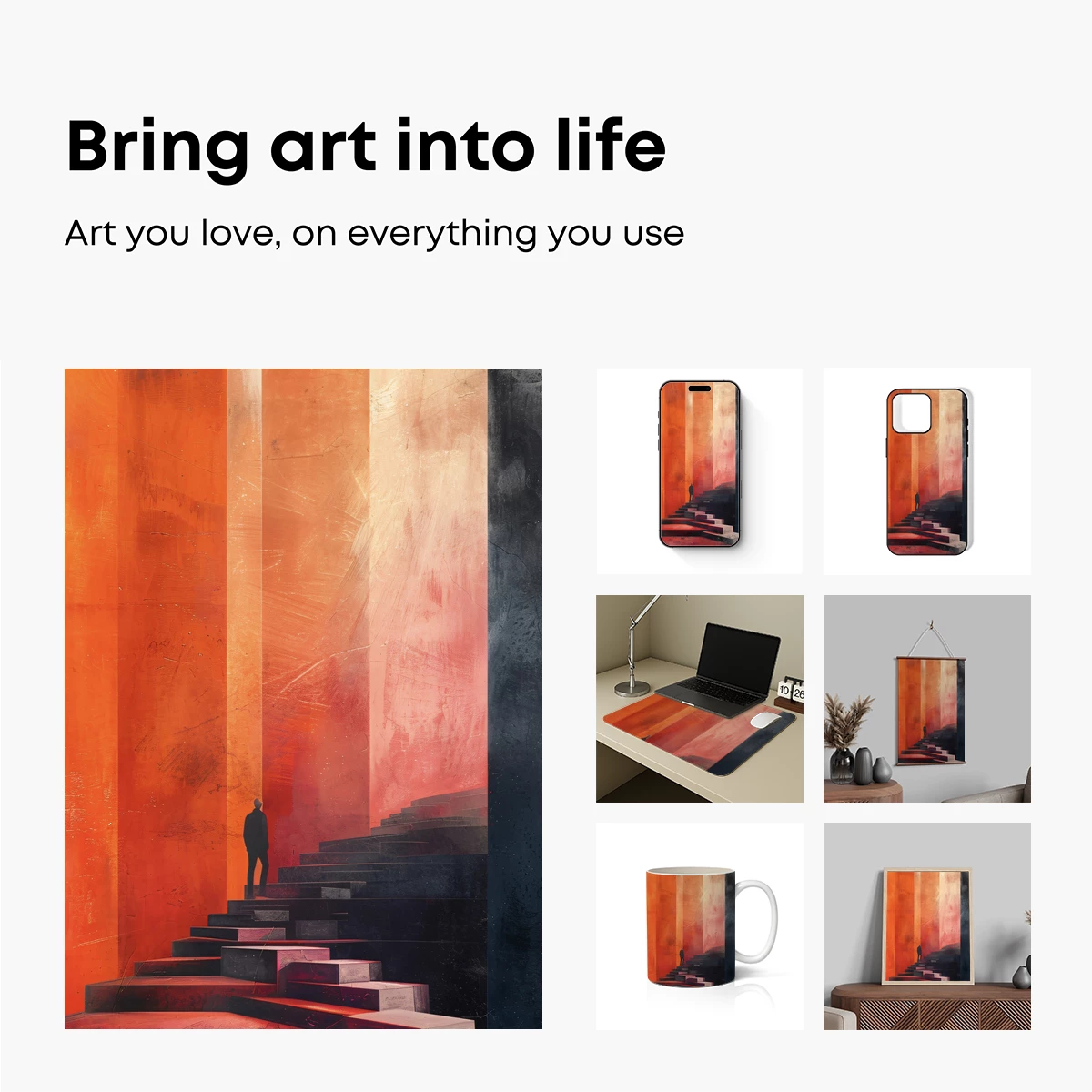 Ascending Solitude: Monochromatic Staircase in Ethereal Light - Image 2